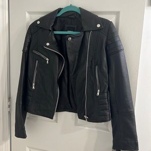 Barney’s Black Leather Jacket, size 10 (UK)